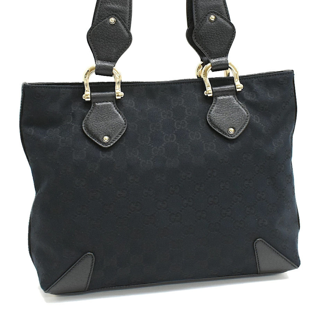 Gucci Tote Bag Handbag Leather Black